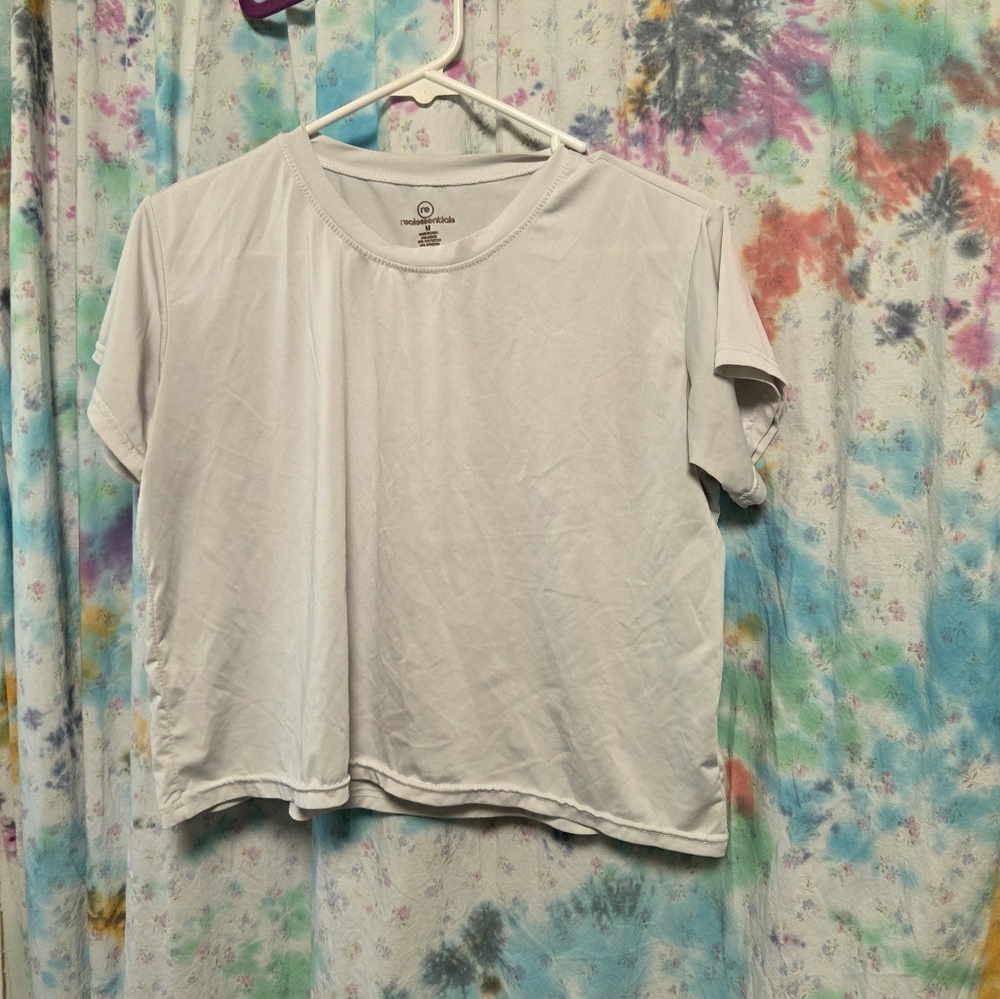 Real Essentials White Cropped Top Size Medium